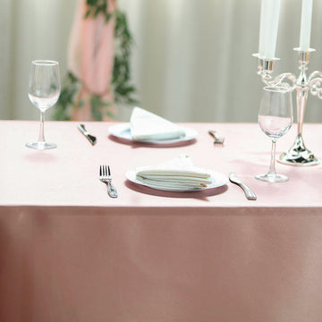 Unleash the Beauty of Your Event with the Dusty Rose Seamless Satin Rectangular Tablecloth