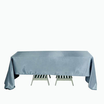 Enhance Your Table Decor with the Dusty Blue Seamless Satin Rectangular Tablecloth