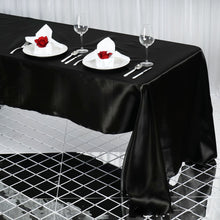 60 Inch x 126 Inch Black Rectangular Satin Tablecloth