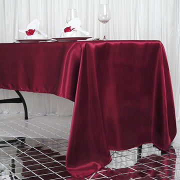 Enhance Your Décor with the Burgundy Seamless Satin Rectangular Tablecloth