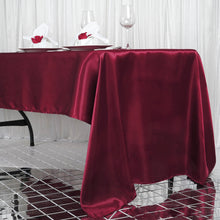 60 Inch x 126 Inch Burgundy Rectangular Satin Tablecloth