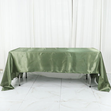 Elevate Your Event with the Dusty Sage Green Seamless Satin Rectangular Tablecloth
