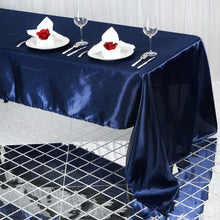 60 Inch x 126 Inch Navy Blue Rectangular Satin Tablecloth