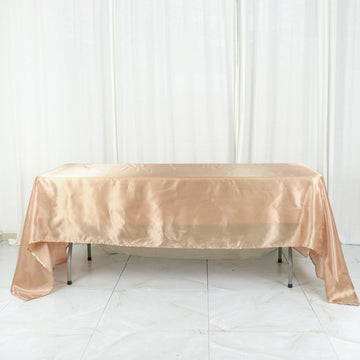 Elegant Nude Seamless Satin Rectangular Tablecloth 60"x126"