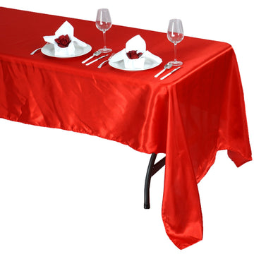 Add a Touch of Elegance with the Red Seamless Satin Rectangular Tablecloth