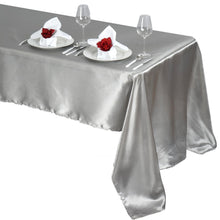Silver Satin Rectangular Tablecloth 60 Inch x 126 Inch