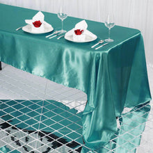 60 Inch x 126 Inch Turquoise Rectangular Satin Tablecloth