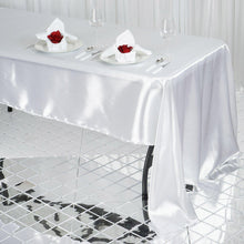 60 Inch x 126 Inch White Rectangular Satin Tablecloth