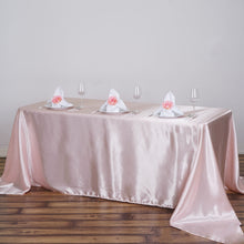 Rectangular Blush Rose Gold Satin Seamless 90 Inch x 132 Inch Tablecloth