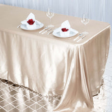 Beige Satin Seamless Rectangular Tablecloth 90 Inch x 132 Inch
