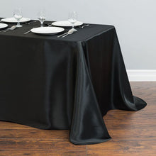 90 Inch x 132 Inch Black Rectangular Seamless Satin Tablecloth