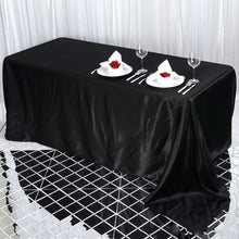 90 Inch x 132 Inch Seamless Satin Black Rectangular Tablecloth
