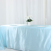Blue 90 Inch By 132 Inch Rectangular Tablecloth In Satin