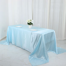 90 Inch By 132 Inch Satin Blue Tablecloth