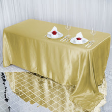90 Inch x 132 Inch Champagne Rectangular Seamless Satin Tablecloth