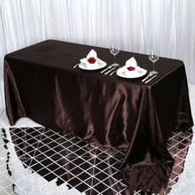 90 Inch x 132 Inch Chocolate Rectangular Seamless Satin Tablecloth