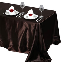 Chocolate Seamless Satin Rectangular Tablecloth 90 Inch x 132 Inch