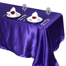 Purple Seamless Satin Rectangular Tablecloth 90 Inch x 132 Inch