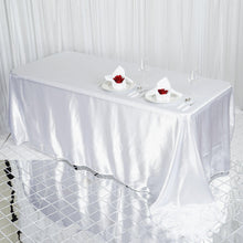 90 Inch x 132 Inch White Rectangular Seamless Satin Tablecloth