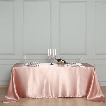 Transform Your Event with Dusty Rose Satin Tablecloth