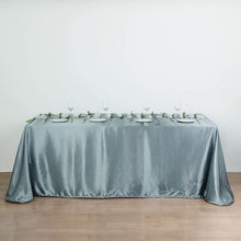 90 Inch x 156 Inch Dusty Blue Rectangular Satin Tablecloth
