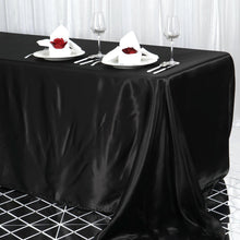 90 Inch x 156 Inch Black Rectangular Satin Tablecloth