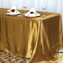 90 Inch x 156 Inch Gold Rectangular Satin Tablecloth