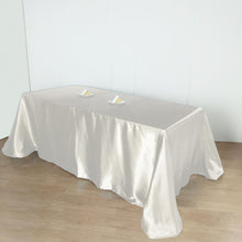 90 Inch x 156 Inch Ivory Rectangular Satin Tablecloth