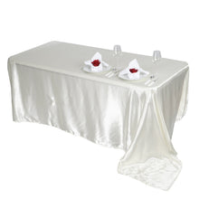 Ivory Satin Rectangular Tablecloth 90 Inch x 156 Inch