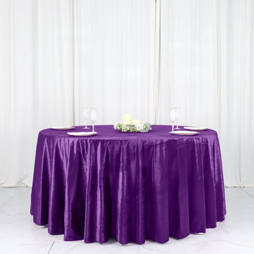 Experience Luxury with the Purple Velvet Round Tablecloth