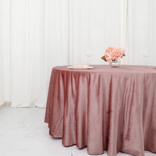 Dusty Rose 120 Inch Seamless Velvet Round Tablecloth