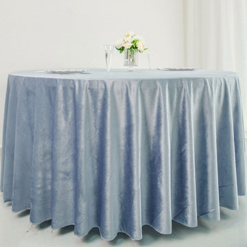 Elevate Your Table Decor with the Dusty Blue Velvet Tablecloth