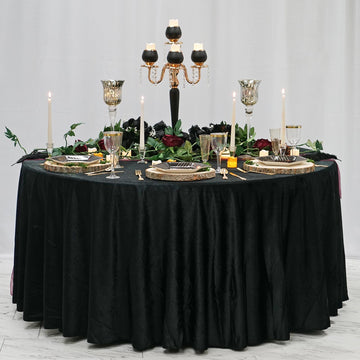 Create an Unforgettable Atmosphere with the Black Seamless Premium Velvet Round Tablecloth