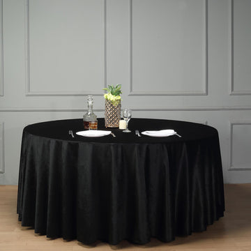Elevate Your Event Décor with the Black Seamless Premium Velvet Round Tablecloth