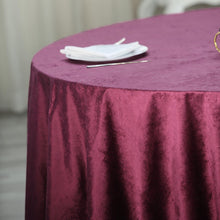 Premium 120 Inch Seamless Linen Reusable Velvet Round Tablecloth in Eggplant Color 