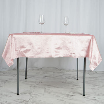 Blush Seamless Premium Velvet Square Tablecloth, Reusable Linen 54"x54"