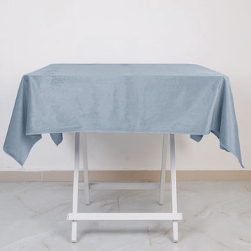 Enhance Your Event with the Dusty Blue Velvet Tablecloth