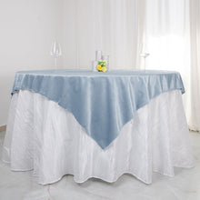 Seamless Premium Velvet Material Reusable Table Overlay 54 Inch x 54 Inch in Dusty Blue Color and Square Shape