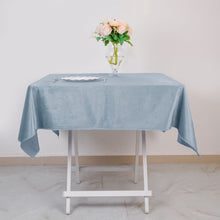 Seamless Premium Velvet Material Reusable Tablecloth 54 Inch x 54 Inch in Dusty Blue Color and Square Shape