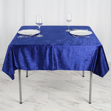 Royal Blue Seamless Premium Velvet Square Tablecloth, Reusable Linen 54"x54"