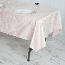 Premium Reusable Velvet Rectangle Tablecloth Blush & Rose Gold Seamless Linen 60 Inch x 102 Inch 