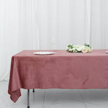Dusty Rose Velvet Reusable 60 Inch x 102 Inch Rectangle Premium Seamless Linen Tablecloth