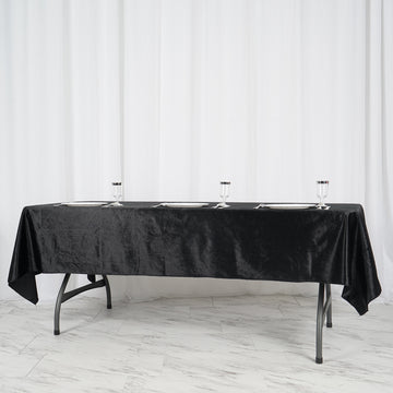 Elevate Your Event with the Black Seamless Premium Velvet Rectangle Tablecloth