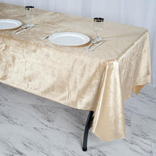 Premium Reusable Velvet Rectangle Tablecloth Champagne Seamless Linen 60 Inch x 102 Inch 