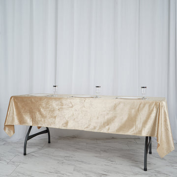 Elevate Your Event Decor with the Champagne Velvet Tablecloth