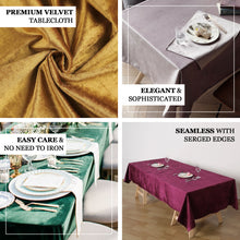 Premium 60 Inch x 102 Inch Champagne Seamless Linen Reusable Velvet Rectangle Tablecloth 