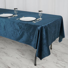 Premium Reusable Velvet Rectangle Tablecloth Navy Blue Seamless Linen 60 Inch x 102 Inch 