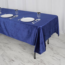 Premium Reusable Velvet Rectangle Tablecloth Royal Blue Seamless Linen 60 Inch x 102 Inch 