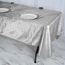 Premium Reusable Velvet Rectangle Tablecloth Silver Seamless Linen 60 Inch x 102 Inch 