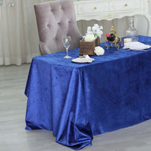 Premium Reusable Velvet Rectangle Tablecloth Royal Blue Seamless Linen 90 Inch x 132 Inch 
